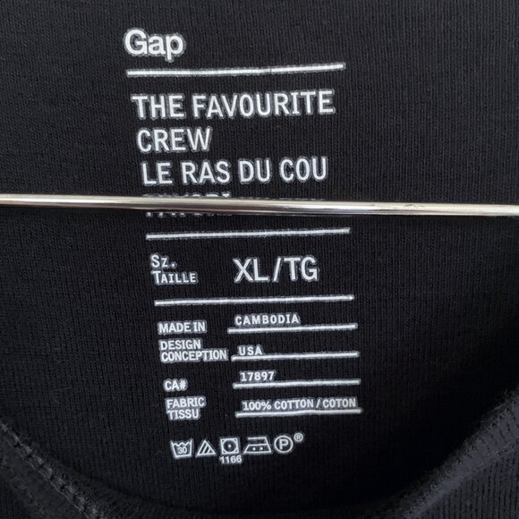 Gap Favourite cotton crewneck t-shirt long length black XL - Picture 3 of 3